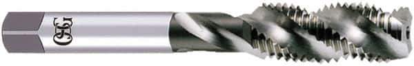 OSG - 9/16-18 UNF, 4 Flute, 50° Helix, Bottoming Chamfer, Bright Finish, High Speed Steel Spiral Flute STI Tap - Right Hand Flute, 4-1/32" OAL, 0.542" Shank Diam, 1-13/16" Thread Length, 2B Class of Fit, Series S108 - Exact Industrial Supply