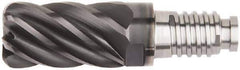 Kennametal - 1/2" Diam, 3/4" LOC, 6 Flute, 0.09" Corner Radius End Mill Head - Solid Carbide, AlTiN Finish, Duo-Lock 12 Connection, Spiral Flute, 37 & 39° Helix, Centercutting - USA Tool & Supply