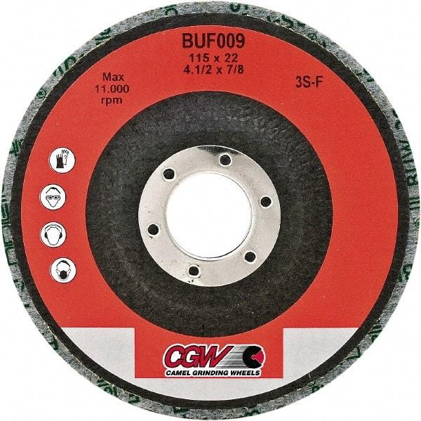Camel Grinding Wheels - 4-1/2" Fine Grade Silicon Carbide Deburring Disc - 7/8" Center Hole, Arbor Connection, Gray, 11,000 Max RPM - USA Tool & Supply