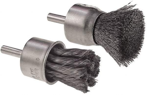 Camel Grinding Wheels - 1" Brush Diam, Knotted, End Brush - 1/4" Diam Shank, 1/4" Pilot Diam - USA Tool & Supply