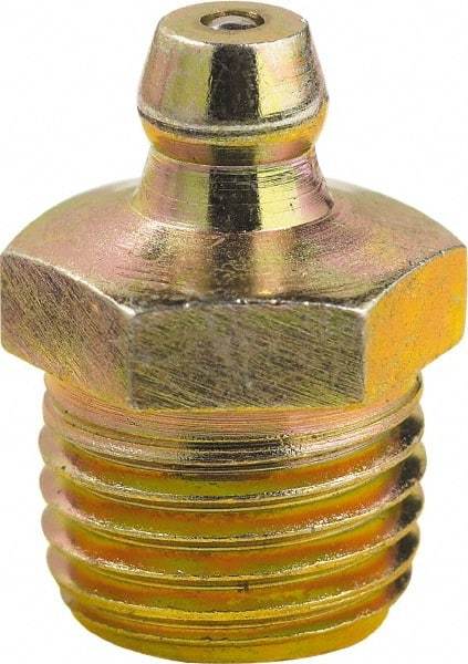 lumax - 0° Head Angle, 1/4 PTF Steel Taper Thread Grease Fitting - Zinc Plated Finish - USA Tool & Supply