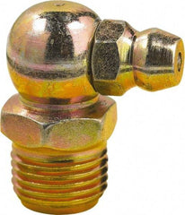 lumax - 90° Head Angle, 1/8 PTF Steel Taper Thread Grease Fitting - Zinc Plated Finish - USA Tool & Supply