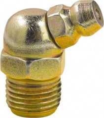 lumax - 45° Head Angle, 1/8 PTF Steel Taper Thread Grease Fitting - Zinc Plated Finish - USA Tool & Supply