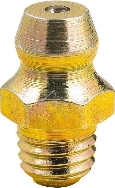 lumax - 0° Head Angle, M6x1 Metric Steel Taper Thread Grease Fitting - Zinc Plated Finish - USA Tool & Supply