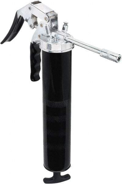 lumax - 7,000 Max psi, Rigid Pistol Grease Gun - 14 oz Capacity, 1/8 Thread Outlet, 25 Strokes per oz, 3-Way Fill - USA Tool & Supply
