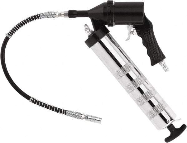 lumax - 6,000 Max psi, Rigid Air-Operated Grease Gun - 14 oz Capacity, 1/8 Thread Outlet, 28 Strokes per oz, 3-Way Fill - USA Tool & Supply