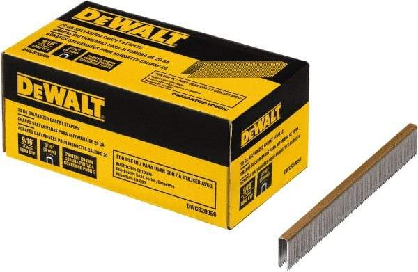 DeWALT - 9/16" Long x 0.0375" Wide, 20 Gauge Crowned Construction Staple - Steel, Galvanized Finish - USA Tool & Supply