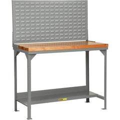 Little Giant - 60 Wide x 30" Deep x 36" High, Butcher Block Workbench - 1-3/4" Butcher Block Top, Fixed Legs, Gray - USA Tool & Supply