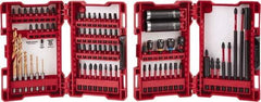 Milwaukee Tool - 75 Piece, Impact Driver Bit Set - 1/4 to 3/16" Hex, #1 to #3, Drilling/Screwdriving Utility Accessory Set Kit, 1/4" Hex Drive, Hex Point - USA Tool & Supply