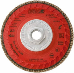 Camel Grinding Wheels - 120 Grit, 5" Disc Diam, 5/8-11 Center Hole, Compact Zirconia Alumina Flap Disc - 12,200 Max RPM, Poly Cotton Backing, Arbor Attaching System, Coated - USA Tool & Supply