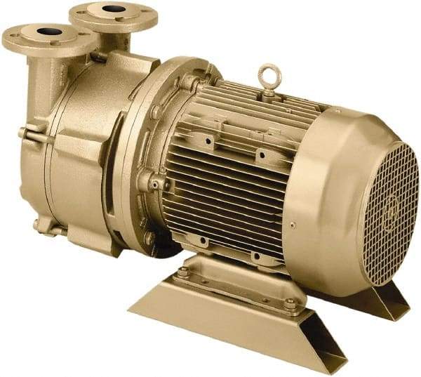 DEKKER Vacuum Technologies - 28.5 Hg Max, 3/8" FNPT Inlet & Discharge, Single Stage Liquid Ring Vaccum Pump - 6 CFM, 0.75 hp, Bronze Housing, Bronze Impeller, 3,500 RPM, 230/460 Volts - USA Tool & Supply