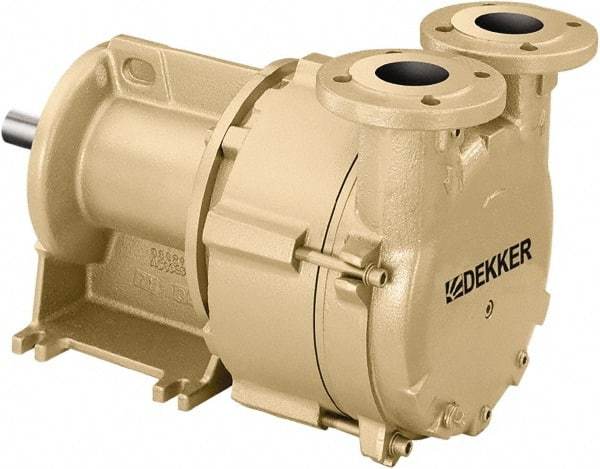 DEKKER Vacuum Technologies - 29 Hg Max, 1-1/2" ANSI 150# RF Flanged Inlet & Discharge, Single Stage Liquid Ring Vaccum Pump - 60 CFM, 5 hp, Cast Iron Housing, 316 Stainless Steel Impeller, 1,750 RPM, 230/460 Volts - USA Tool & Supply