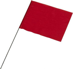 Ability One - 4" High x 5" Wide, Red PVC Marking Flag - 21" Overall Height - USA Tool & Supply