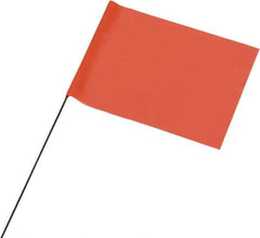 Ability One - 4" High x 5" Wide, Fluorescent Orange PVC Marking Flag - 21" Overall Height - USA Tool & Supply