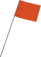 Ability One - 3" High x 3-1/2" Wide, Orange PVC Marking Flag - 15" Overall Height - USA Tool & Supply