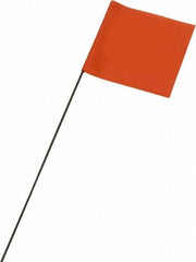 Ability One - 3" High x 3-1/2" Wide, Orange PVC Marking Flag - 21" Overall Height - USA Tool & Supply