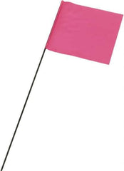 Ability One - 3" High x 3-1/2" Wide, Pink Glow PVC Marking Flag - 21" Overall Height - USA Tool & Supply