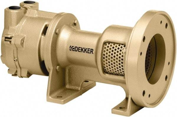 DEKKER Vacuum Technologies - 29 Hg Max, 1-1/2" ANSI 150# RF Flanged Inlet & Discharge, Single Stage Liquid Ring Vaccum Pump - 75 CFM, 5 hp, Cast Iron Housing, 316 Stainless Steel Impeller, 1,750 RPM, 230/460 Volts - USA Tool & Supply