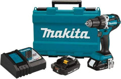 Makita - 18 Volt 1/2" Chuck Pistol Grip Handle Cordless Drill - 0-2000 RPM, Reversible, 2 Lithium-Ion Batteries Included - USA Tool & Supply