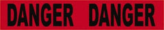 NMC - 200' Long x 3" Wide Roll, Vinyl, Black & Red Barricade Tape - Message: Danger - USA Tool & Supply
