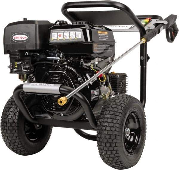 Simpson - Gas, 13 hp, 4,400 psi, 4 GPM, Cold Water Pressure Washer - AAA Triplex, 50' x 3/8" Hose - USA Tool & Supply