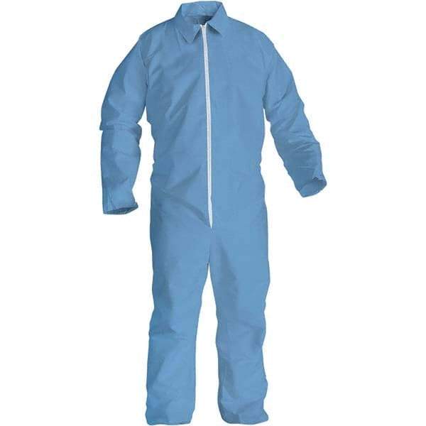 KleenGuard - Size 6XL FR Disposable General Purpose Coveralls - Blue, Zipper Closure, Open Cuffs, Open Ankles, Serged Seams - USA Tool & Supply