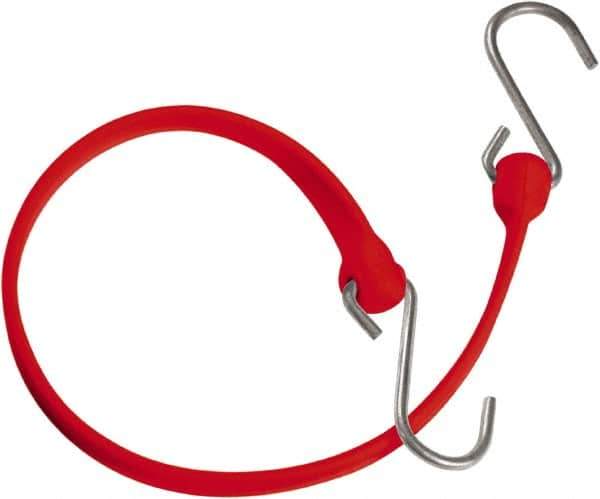 The Better Bungee - Heavy Duty Bungee Strap with Triangulated Galvanized S Hook - 12" OAL, Red - USA Tool & Supply