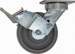 Caster Connection - 6" Diam x 2" Wide x 7-1/2" OAH Top Plate Mount Swivel Caster with Brake - Nylon, 1,500 Lb Capacity, Sealed Precision Ball Bearing, 4 x 4-1/2" Plate - USA Tool & Supply
