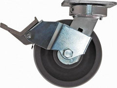 Caster Connection - 6" Diam x 2" Wide x 7-1/2" OAH Top Plate Mount Swivel Caster with Brake - Nylon, 1,500 Lb Capacity, Sealed Precision Ball Bearing, 4 x 4-1/2" Plate - USA Tool & Supply