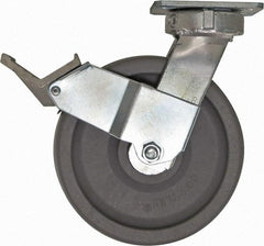 Caster Connection - 8" Diam x 2" Wide x 10-1/8" OAH Top Plate Mount Swivel Caster with Brake - Nylon, 2,000 Lb Capacity, Sealed Precision Ball Bearing, 4 x 4-1/2" Plate - USA Tool & Supply