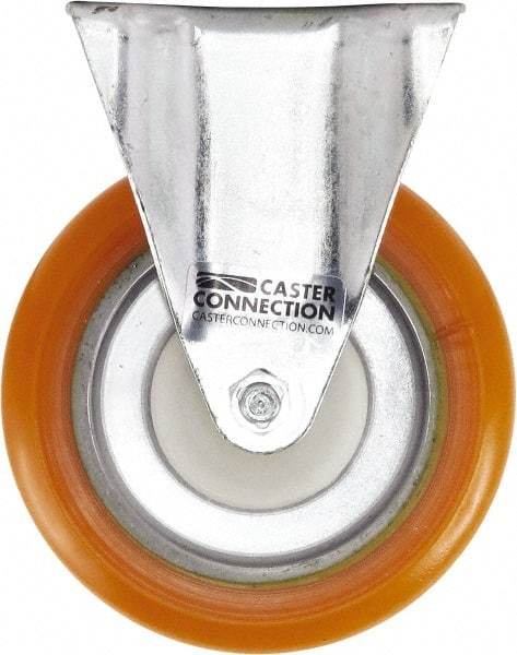 Caster Connection - 5" Diam x 1-1/4" Wide x 6-1/4" OAH Top Plate Mount Rigid Caster - Polyurethane, 450 Lb Capacity, Sealed Precision Ball Bearing, 2-3/8 x 3-5/8" Plate - USA Tool & Supply
