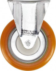 Caster Connection - 5" Diam x 1-1/4" Wide x 6-1/4" OAH Top Plate Mount Rigid Caster - Polyurethane, 450 Lb Capacity, Sealed Precision Ball Bearing, 2-3/8 x 3-5/8" Plate - USA Tool & Supply