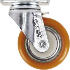 Caster Connection - 4" Diam x 1-1/4" Wide x 5-1/8" OAH Top Plate Mount Swivel Caster - Polyurethane, 400 Lb Capacity, Sealed Precision Ball Bearing, 2-3/8 x 3-5/8" Plate - USA Tool & Supply