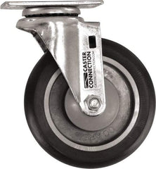 Caster Connection - 5" Diam x 1-1/4" Wide x 6-1/4" OAH Top Plate Mount Swivel Caster - Polyurethane, 450 Lb Capacity, Sealed Precision Ball Bearing, 2-3/8 x 3-5/8" Plate - USA Tool & Supply