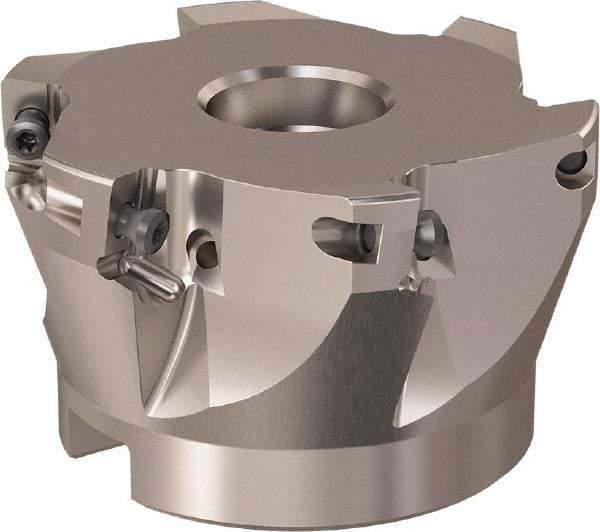 Seco - 6 Inserts, 66mm Cut Diam, 27mm Arbor Diam, 11mm Max Depth of Cut, Indexable Square-Shoulder Face Mill - 90° Lead Angle, 40mm High, XO.X 12.. Insert Compatibility, Through Coolant, Series R220.69 - USA Tool & Supply