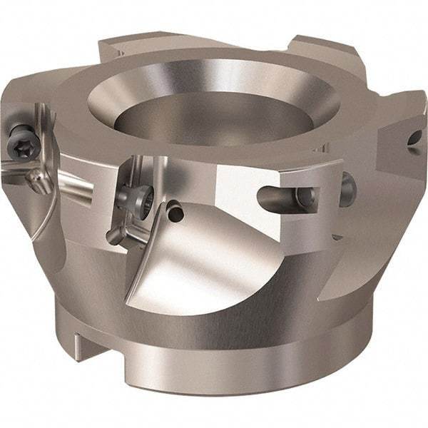 Seco - 6 Inserts, 84mm Cut Diam, 27mm Arbor Diam, 17mm Max Depth of Cut, Indexable Square-Shoulder Face Mill - 90° Lead Angle, 50mm High, XO.X 18.. Insert Compatibility, Through Coolant, Series R220.69 - USA Tool & Supply