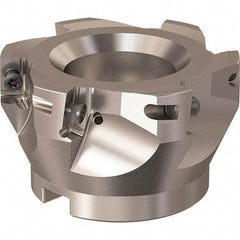 Seco - 6 Inserts, 84mm Cut Diam, 27mm Arbor Diam, 17mm Max Depth of Cut, Indexable Square-Shoulder Face Mill - 90° Lead Angle, 50mm High, XO.X 18.. Insert Compatibility, Through Coolant, Series R220.69 - USA Tool & Supply