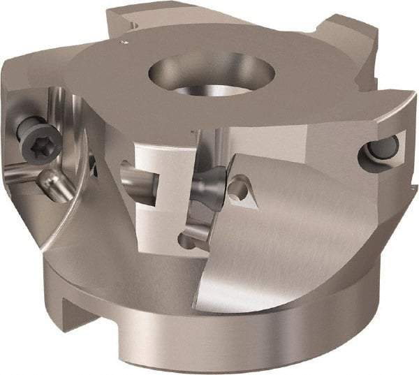 Seco - 5 Inserts, 66mm Cut Diam, 27mm Arbor Diam, 17mm Max Depth of Cut, Indexable Square-Shoulder Face Mill - 90° Lead Angle, 40mm High, XO.X 12.. Insert Compatibility, Through Coolant, Series R220.69 - USA Tool & Supply