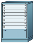 44.25 x 28.25 x 30'' (9 Drawers) - Pre-Engineered Modular Drawer Cabinet Counter Height (180 Compartments) - USA Tool & Supply