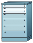44.25 x 28.25 x 30'' (7 Drawers) - Pre-Engineered Modular Drawer Cabinet Counter Height (137 Compartments) - USA Tool & Supply