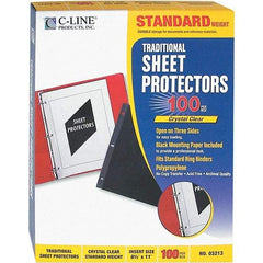 C-LINE - 100 Piece Clear Sheet Protectors-Ring Binder - 11" High x 8-1/2" Wide - USA Tool & Supply