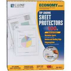 C-LINE - 100 Piece Clear Sheet Protectors-Ring Binder - 11" High x 8-1/2" Wide - USA Tool & Supply