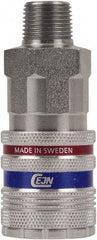 CEJN - Male NPT Industrial Pneumatic Hose Safety Coupler - Steel/Brass, 1/2" Body Diam, 1/2" Hose ID - USA Tool & Supply