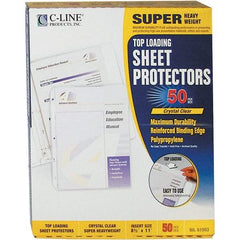 C-LINE - 50 Piece Clear Sheet Protectors-Ring Binder - 11" High x 8-1/2" Wide - USA Tool & Supply