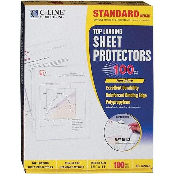 C-LINE - 100 Piece Clear Sheet Protectors-Ring Binder - 11" High x 8-1/2" Wide - USA Tool & Supply