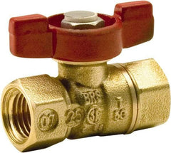 Legend Valve - 1/8" Pipe, Standard Port, Brass Standard Ball Valve - 2 Piece, FNPT x FNPT Ends, Tee Handle, 400 WOG, 125 WSP - USA Tool & Supply