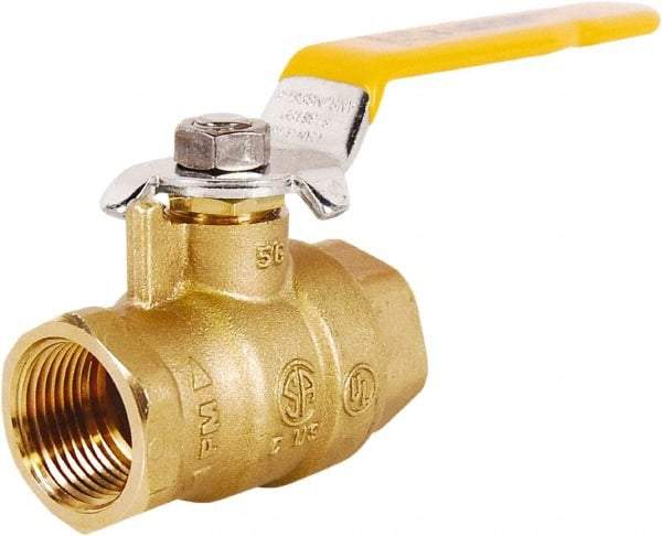 Legend Valve - 1-1/2" Pipe, Full Port, Brass Full Port Ball Valve - 2 Piece, FNPT x FNPT Ends, Lever Handle, 600 WOG, 150 WSP - USA Tool & Supply