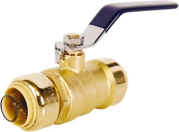 Legend Valve - 1/2" Pipe, Full Port, Lead Free Brass Full Port Ball Valve - 2 Piece, Push-to-Connect x Push-to-Connect x Push-to-Connect Ends, Lever Handle, 200 WOG - USA Tool & Supply