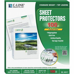 C-LINE - 100 Piece Clear Sheet Protectors-Ring Binder - 11" High x 8-1/2" Wide - USA Tool & Supply
