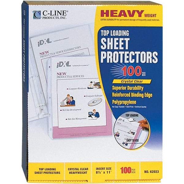 C-LINE - 100 Piece Clear Sheet Protectors-Ring Binder - 11" High x 8-1/2" Wide - USA Tool & Supply